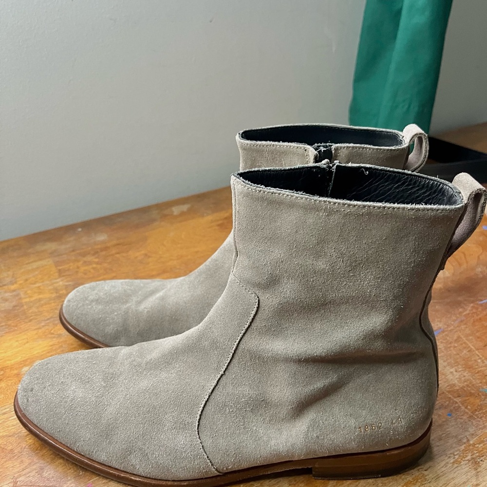 Suede Ankle Boots in Taupe